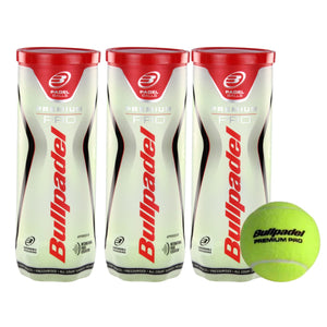 Pack of 3 cans of Bullpadel Premium Pro balls